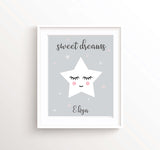 Star Prints for Nursery, Nusery Wall Art Name, star nursery decor, Nursery wall art stars, Personalised Nursery wall art