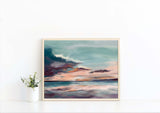 Vibrant teal, orange, and purple seascape print, Modern abstract seascape in teal, orange, and purple, abstract ocean wall art