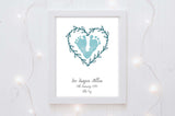 Baby Footprint Print and Birth Details Print - pretty addition to a little girls nursery, baby hand and footprint print