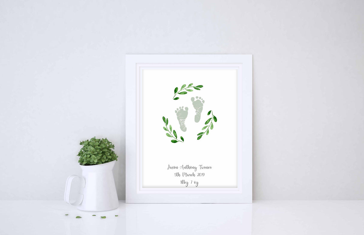 Baby Footprint Wall Art for Nursery UK, Baby Footprint Gifts Keepsake