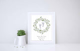 Newborn Footprint Wall Art Print - Pretty birth details print addition to a floral nursery