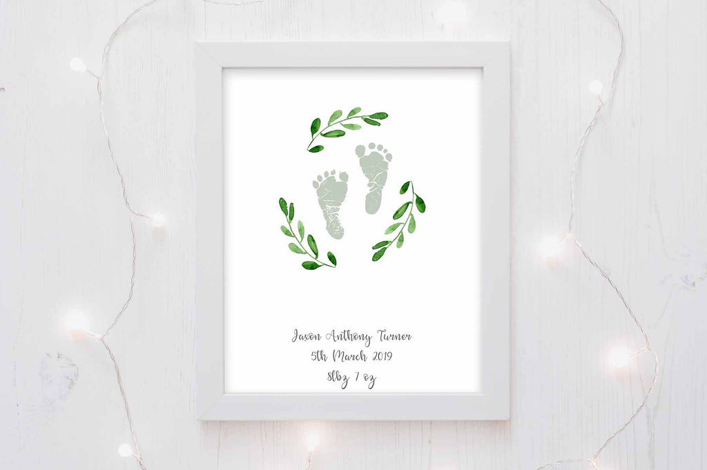 Birth Details Picture Baby Footprint Wall Decor for Nursery - a touching addition for a boys nursery