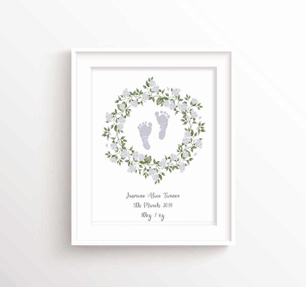 Floral New Baby Footprint Print - Baby Footprint Gifts, Touching gift for grandma