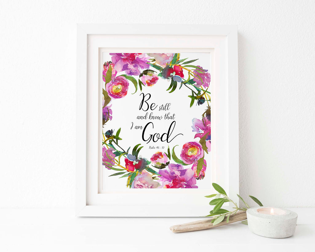 Be Still and Know That I am God Wall Art, Psalm 46 10 Pictures Print, Psalm 46 10 Print, Christian Home Decor, Bible Art