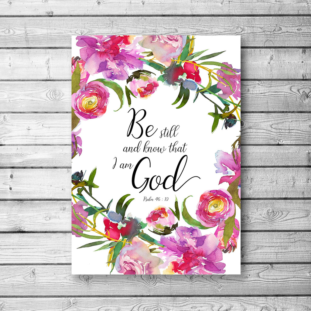 printable be still and know that I am God, bible verse prints uk, bible verse wall art uk, church posters, bible posters