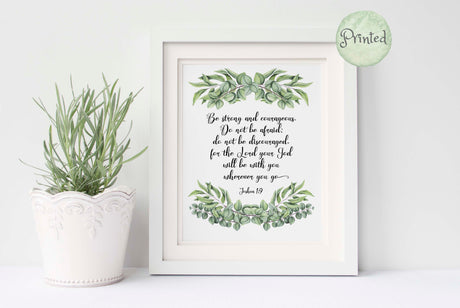 Be Strong and Courageous Wall Art, Joshua 1 9 Picture, Bible Verse