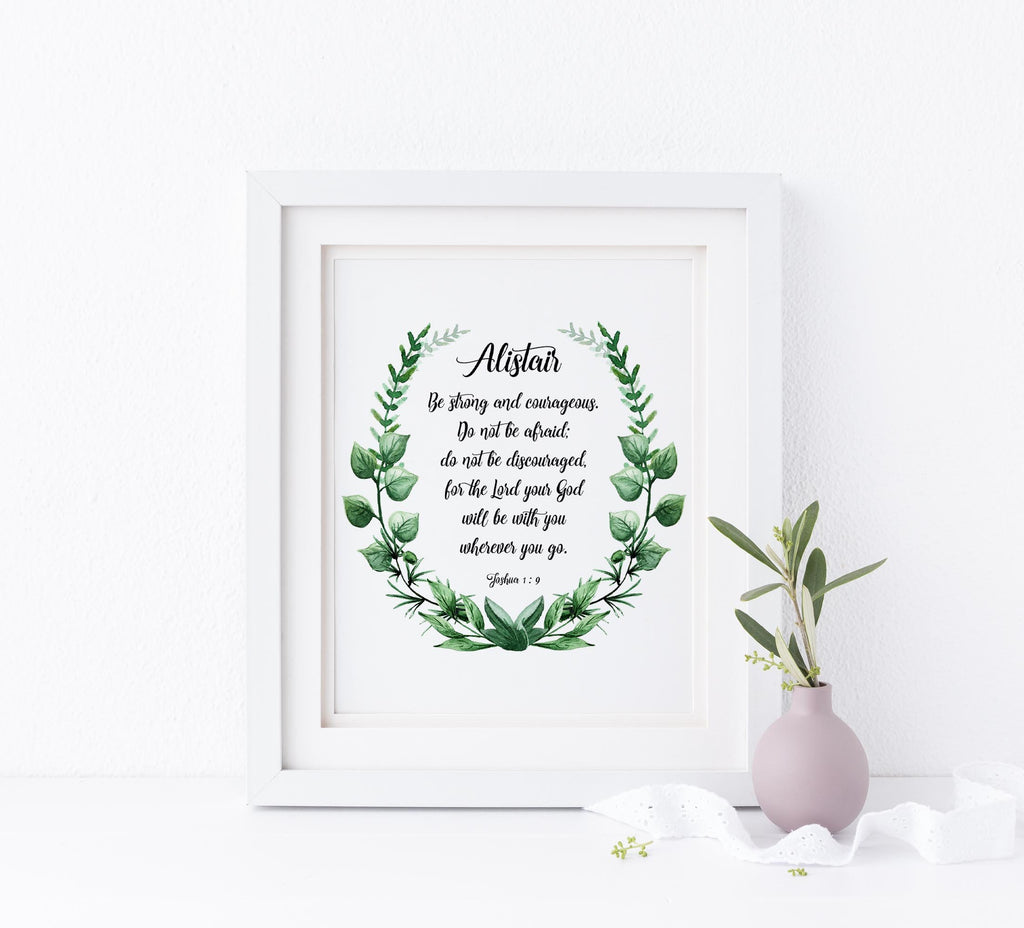 Encouraging Bible Verse Wall Art, Christian Wall Art, Bible Quotes, be strong and courageous printable, strong quote
