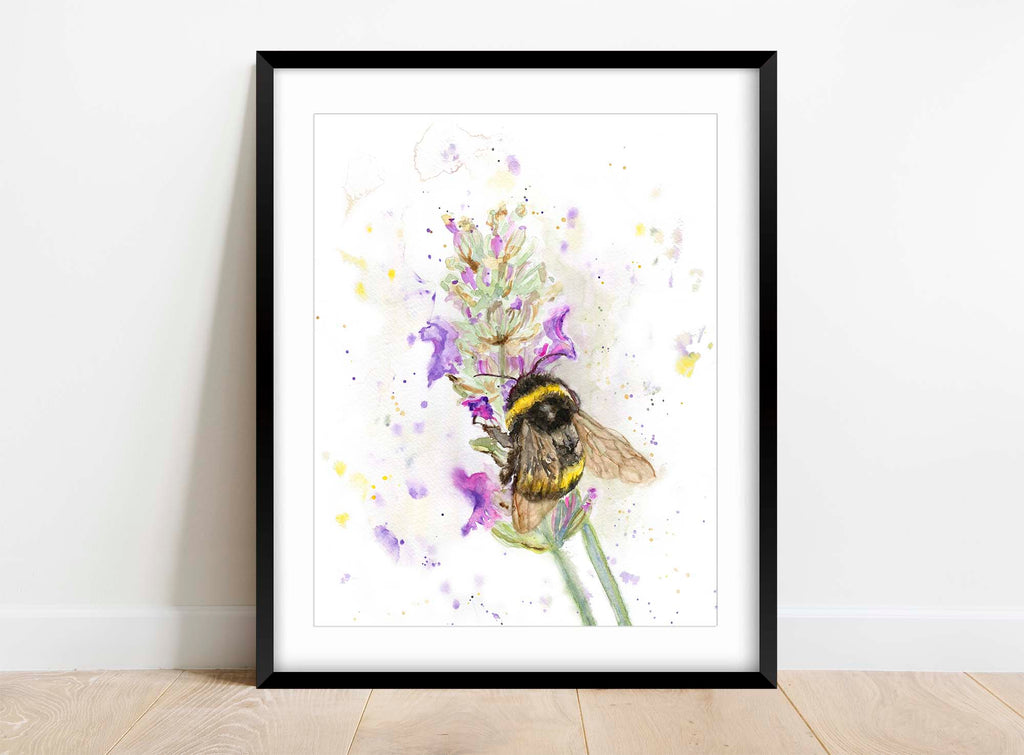 Bumble Bee Wall Art Print, Bumblebee Prints UK, Bumblebee Art Print, pretty bumble bee wall art, bee garden wall art