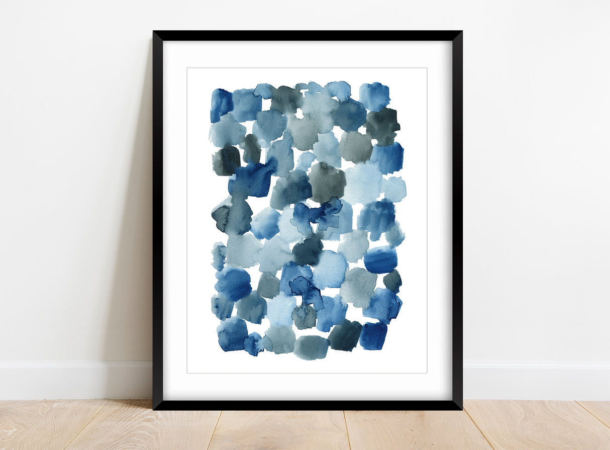 Blue Abstract Art Prints, Indigo Wall Decor, Watercolor Abstract Art, blue abstract wall art uk, indigo art prints, indigo wall prints