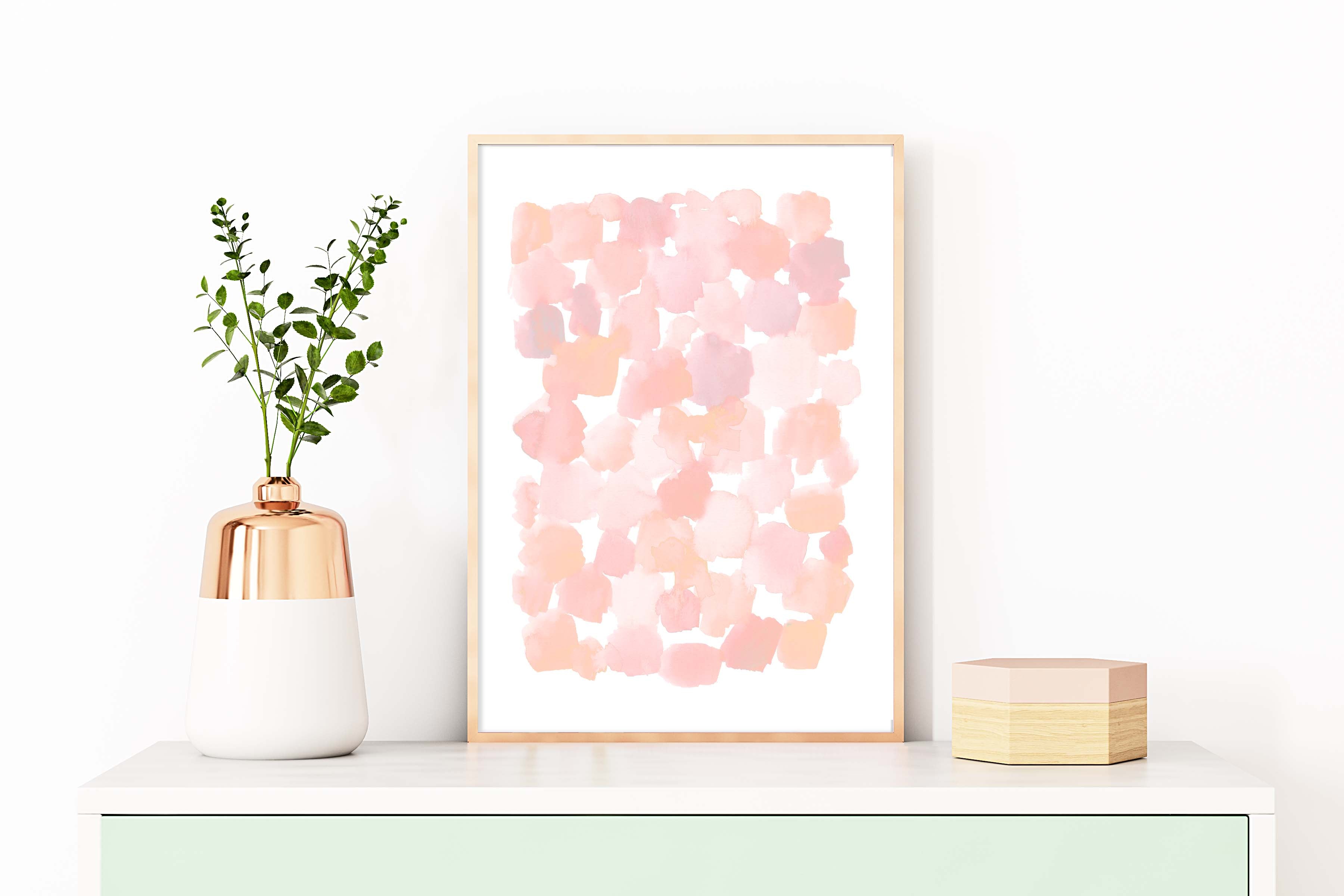 Pink Watercolor Print, Pink Abstract Art, Pink Abstract Printable Art,  Blush Wall Art, Blush Prints, Blush Printable Art, Watercolor Stripes 