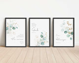 Scripture Print Set, Botanical Print Set, Print Set of 3, Green Eucalyptus, Eucalyptus Print, Bible Verses, Christian Prints, Prints Kitchen