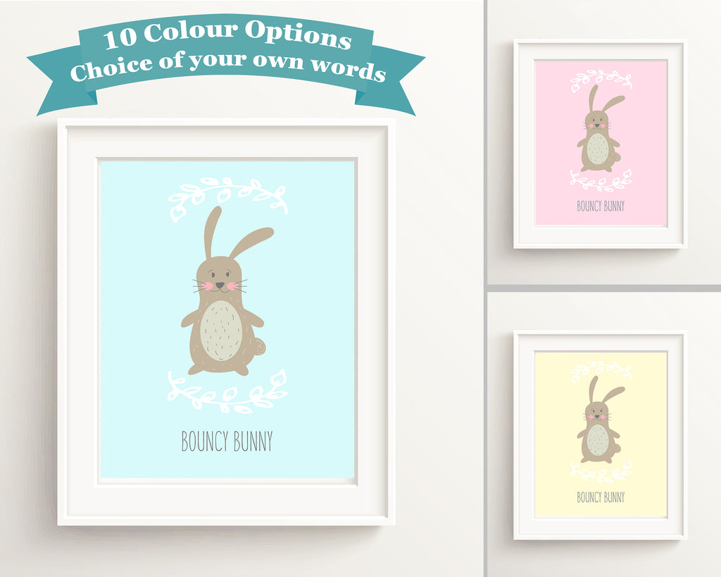 Rabbit Art Nursery Wall Art Girl, Bunny Print Nursery, Custom Nursery Decor, Rabbit Nursery Wall Art,cute bunny wall art 
