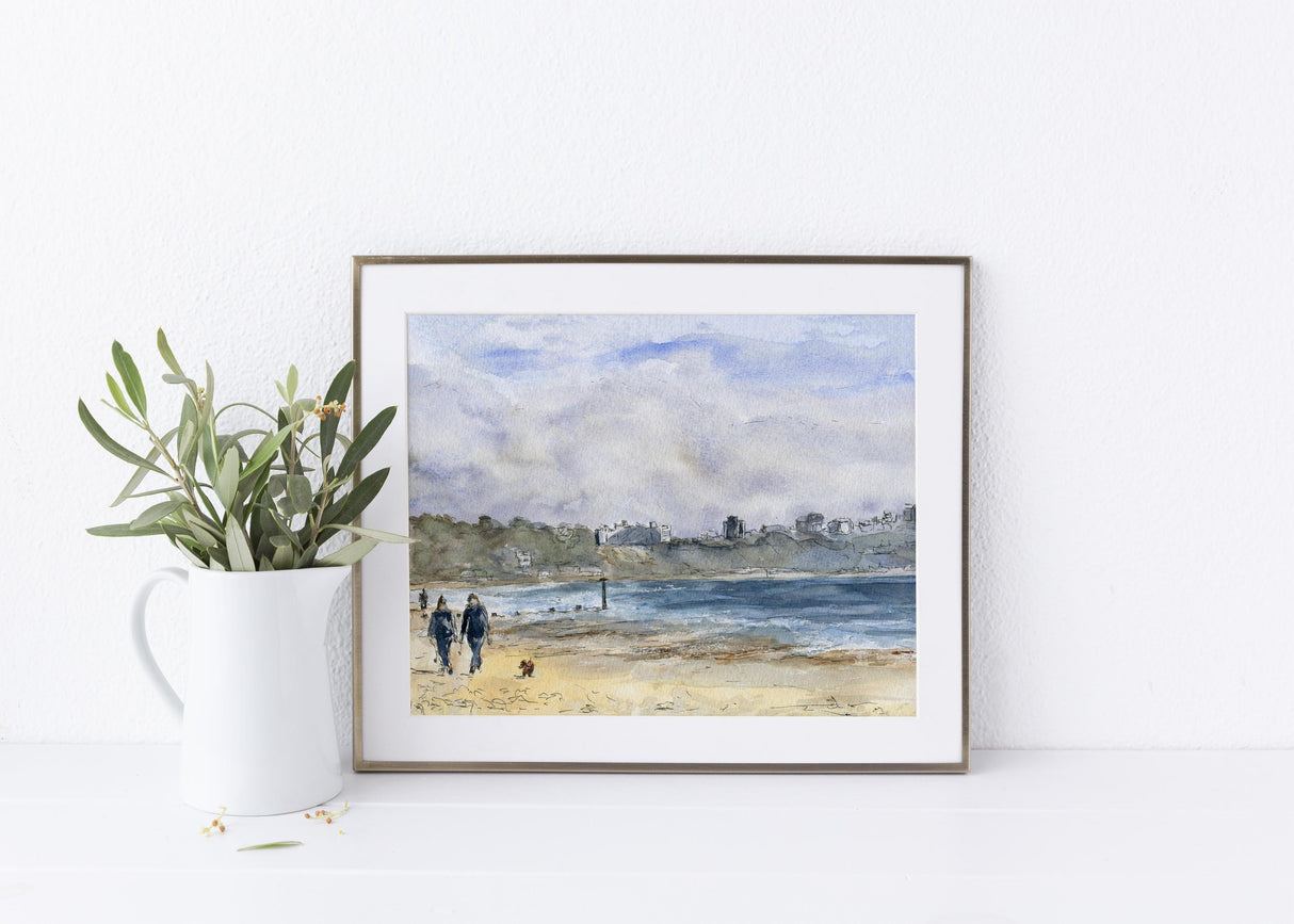 kate shephard, crafty cow design, dorset beach print, seascape watercolour, stormy seascape, watercolour beach print