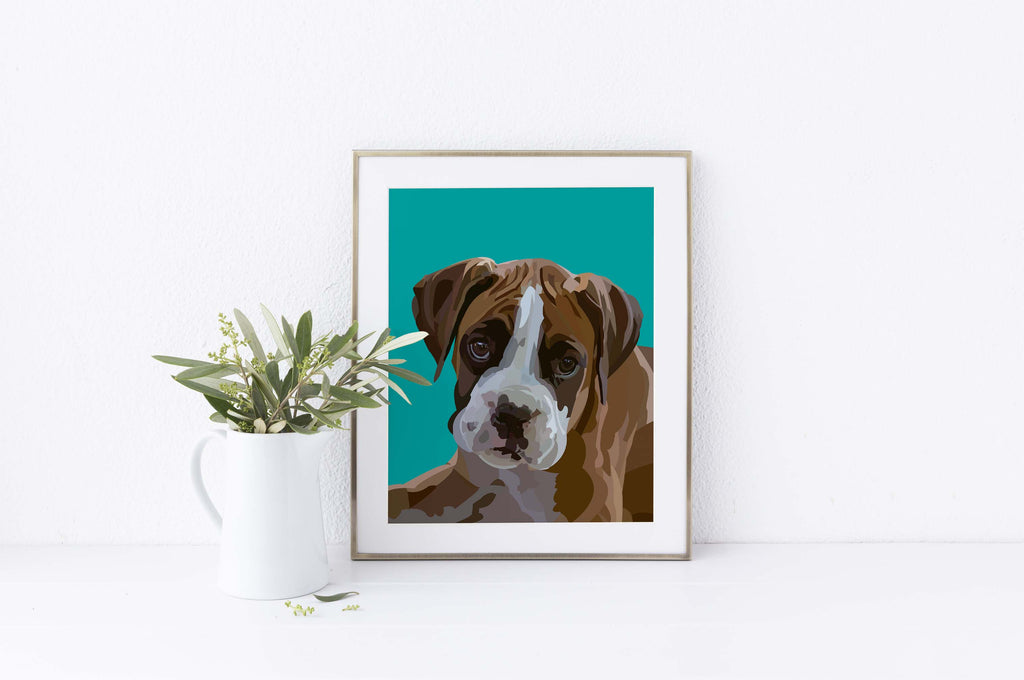 abstract dog art, cute dog art, unique dog art, abstract boxer dog artwork, dog prints, dog print, dog wall art, dog wall decor