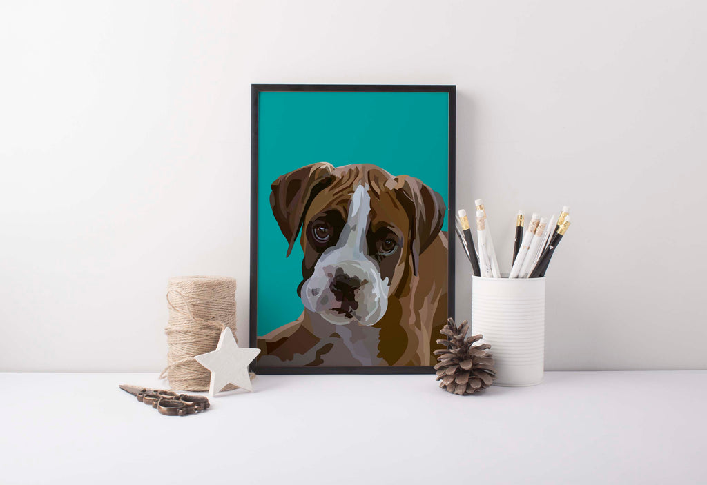 boxer dog art prints, boxer dog artwork, dog lover gift, dog lover gifts, boxer dog art for wall, boxer dog art bathroom
