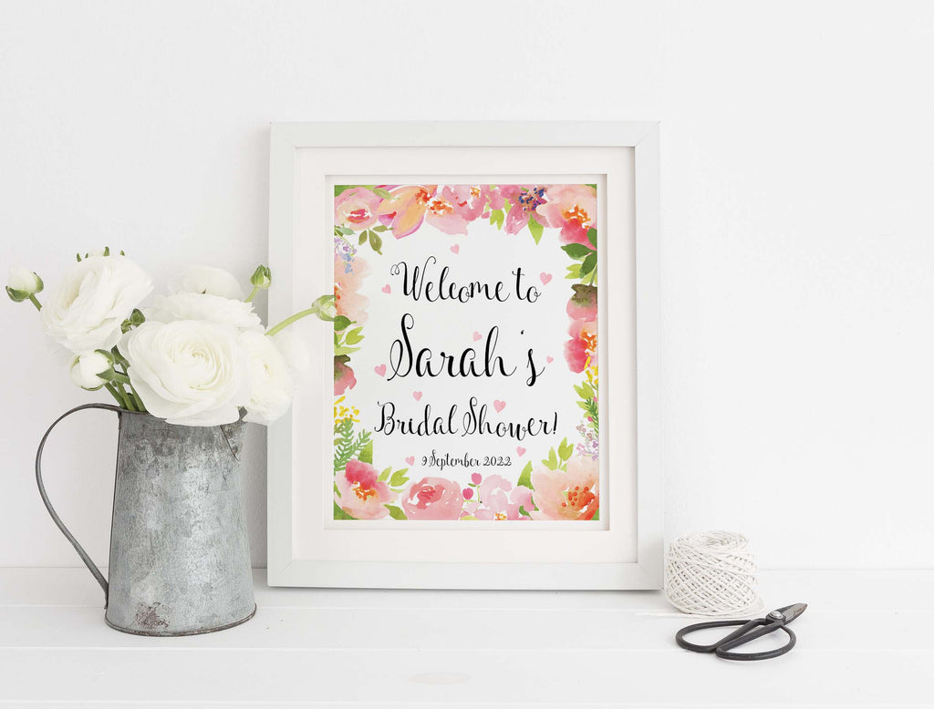 Bridal Shower Welcome Poster, Personalised Hen Party Welcome Prints, Bridal Shower Poster, Bridal Shower Sign 