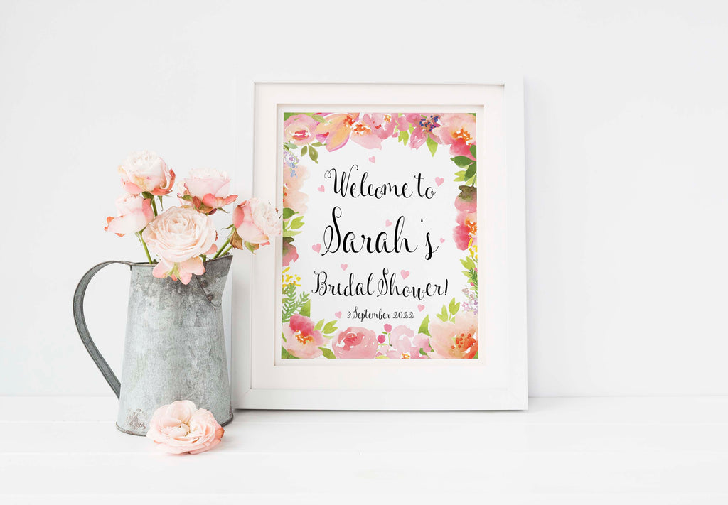 Hen Party Print, Bridal Shower Announcement Poster, Floral Baby Shower Welcome Sign Personalised