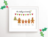 Personalised Christmas Family Art, Gingerbread Man Christmas Picture, Personalised Christmas Art, family christmas art