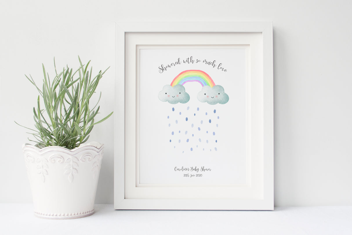 Rainbow Baby Shower Ideas, Baby Shower Fingerprint Keepsake Tree Gift Idea, Baby Shower Ideas, Special Newborn Gifts