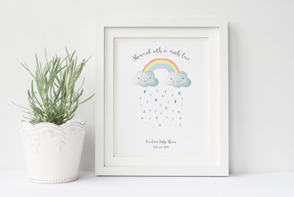 Rainbow Baby Shower Ideas, Baby Shower Fingerprint Keepsake Tree Gift Idea