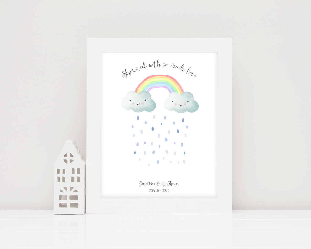 Rainbow Baby Shower Guest Book Alternative Baby Shower Keepsake Idea, Fingerprint Guest Book