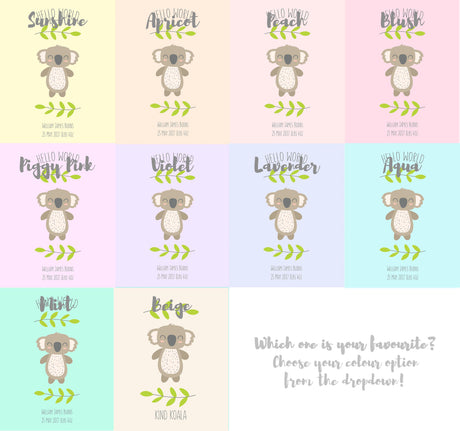 Koala Nursery Decor Wall Art Print - Colour Options