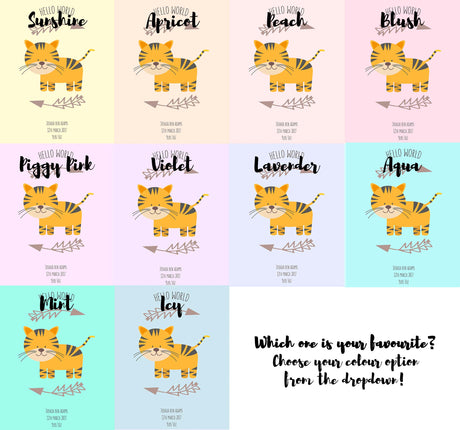 Hellow World Tiger Nursery Print - Colour Options