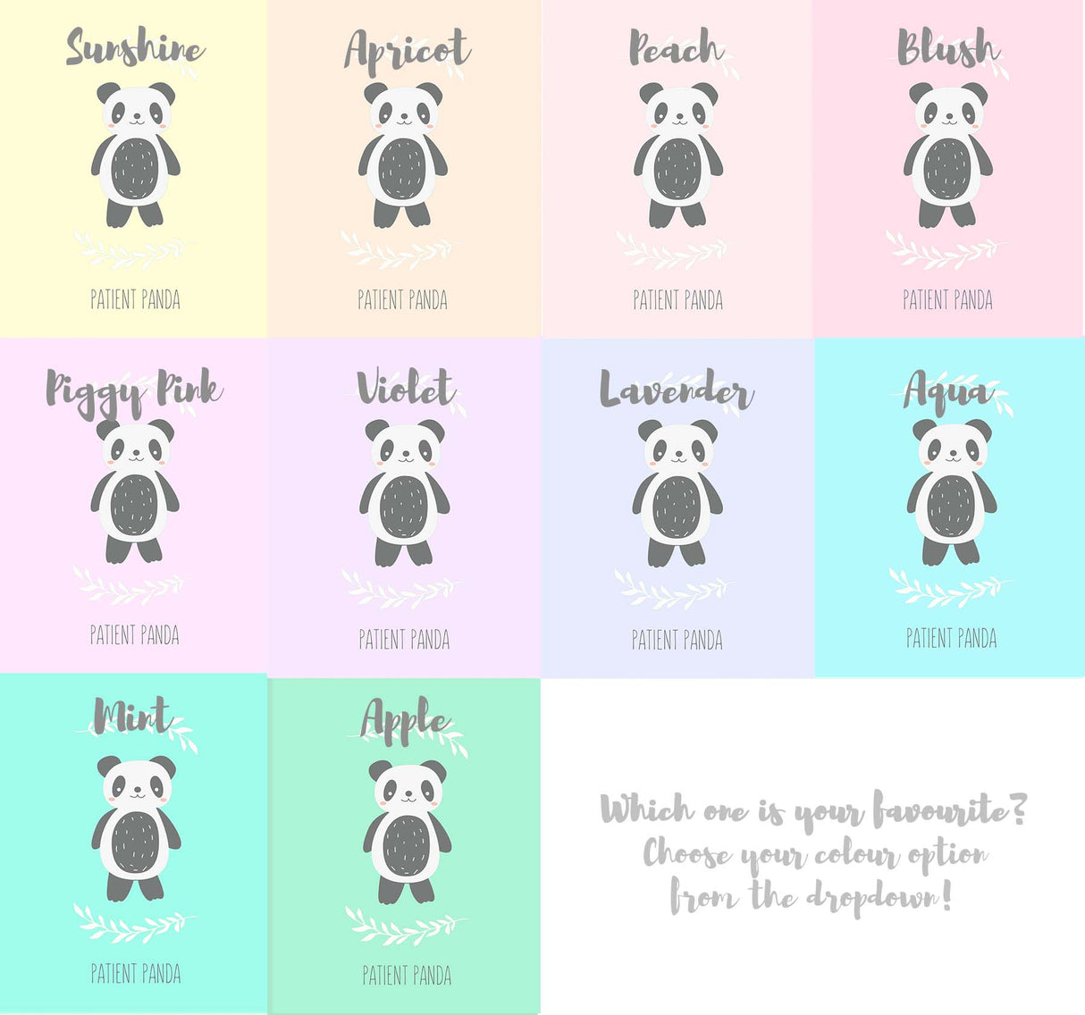 Panda Nursery Wall Art - Colour Options