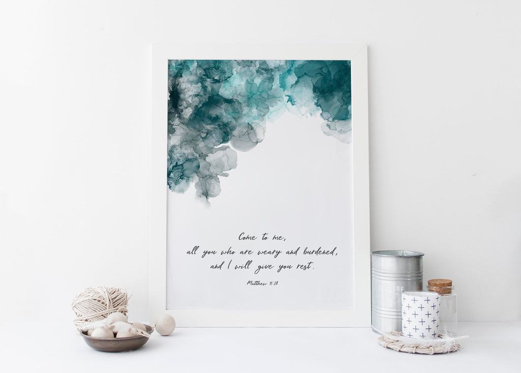 come to me all you who are weary print, Come to Me All Who Are Weary Scripture Wall Art Abstract Christian Art 