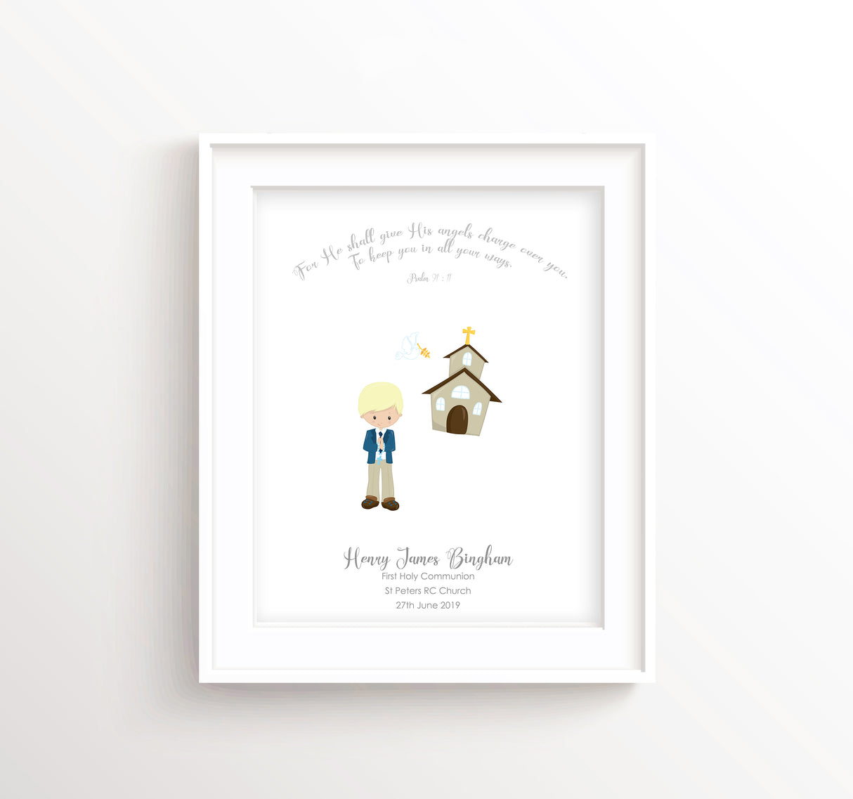 Psalm 91 Wall Art Communion Print, First Holy Communion Gifts for Boys