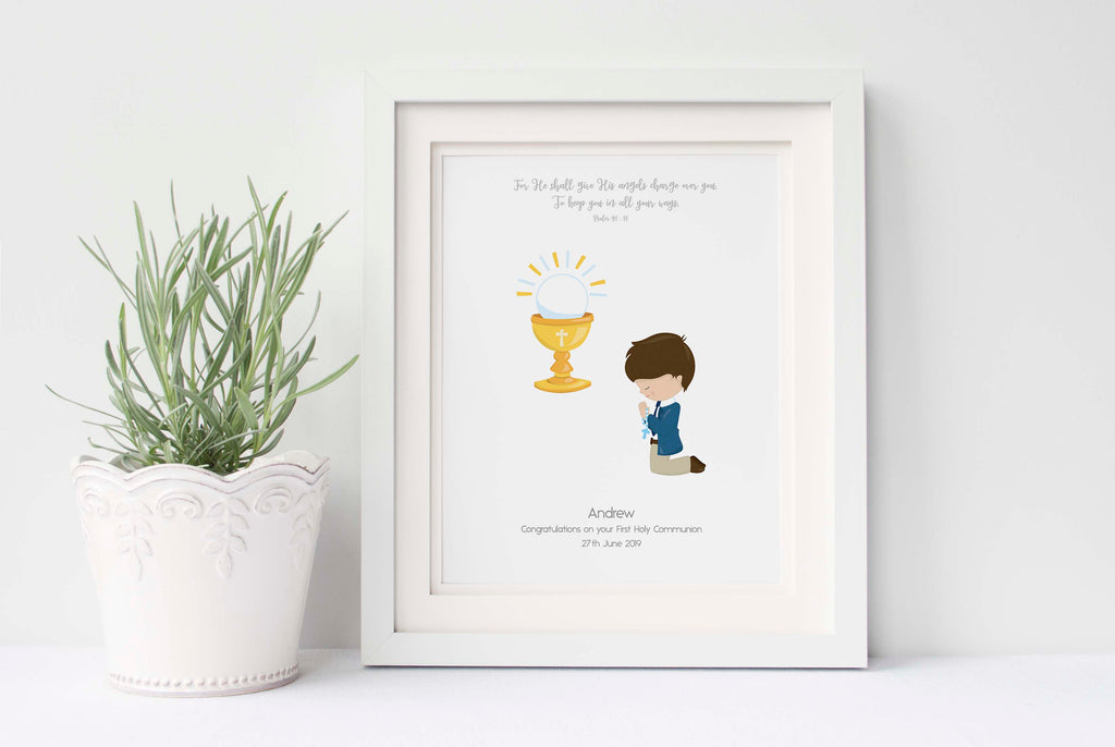 First Holy Communion Presents For Boy, personalised holy communion prints, first communion keepsakes