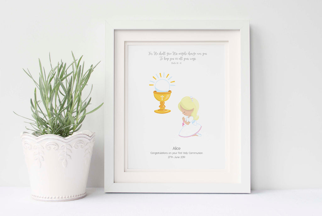 Psalm 91 Wall Art Communion Print, First Holy Communion Gifts for Boys