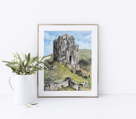 dorset artist, dorset art, dorset wall art, dorset watercolour, corfe castle art, corfe castle wall art, corfe castle print