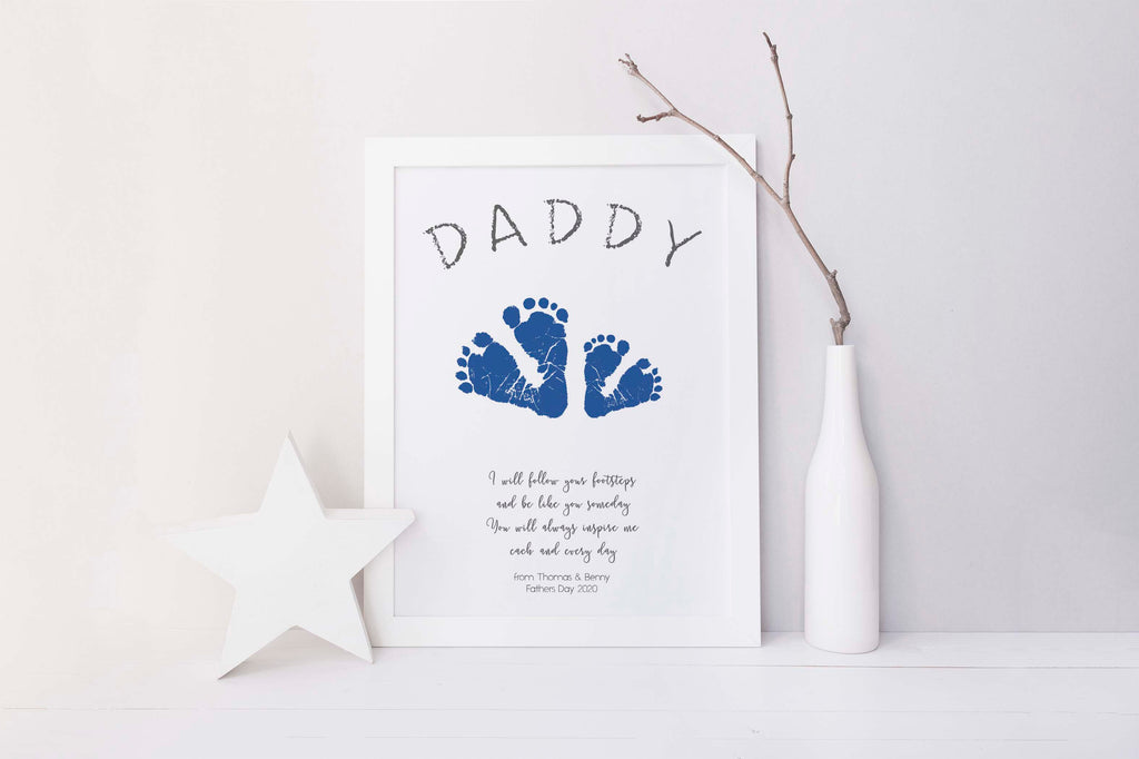 father's day gifts uk, dad gift footprint, fathers day footprint craft, handprint art for dad birthday, baby footprint 