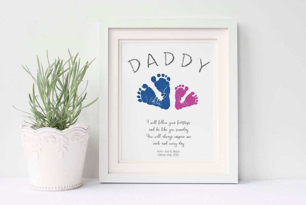 First Fathers Day Gift from Kids, Baby Footprint Kit, Dad Birthday Gift for Dad,Handprint Gift, Gifts for Dad,