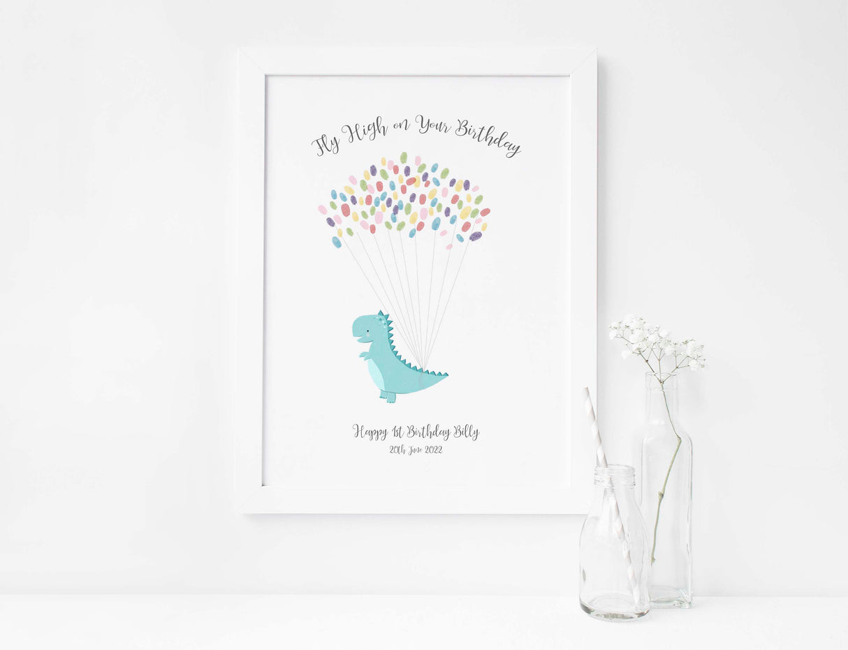 Dinosaur Birthday Party Keepsake Ideas, Party Fingerprint Kit Print, dinosaur 1st birthday, first birthday ideas print