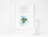 Look At The Birds Wall Print, Matthew 6 26 Decor, Do Not Worry Watercolor Hummingbird Art Picture, Bible Verse Wall Art, Christian Wall Art