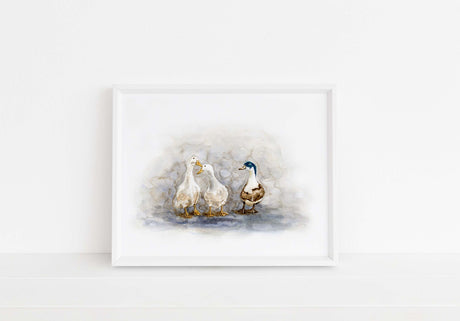 watercolor ducks, farmyard decor, farmhouse kitchen art, kitchen decor, farm decor, farmhouse wall art, farm house decor