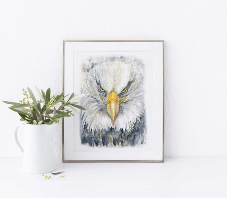 Bald Eagle Prints, Watercolor Bird Print Art, American Eagle Picture, watercolor eagle wall art, Bald Eagle Wall Art