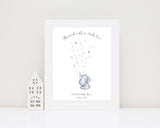 elephant baby shower fingerprint picture, baby shower gifts, baby shower fingerprint keepsake, baby shower guest book