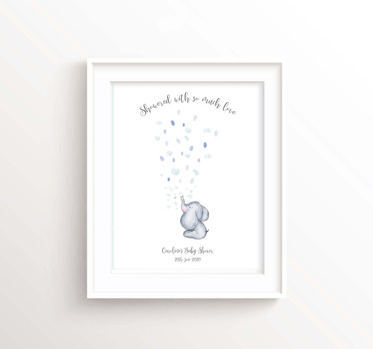 Baby Shower Keepsake, Baby Shower Fingerprint Art Elephant Fingerprint Guest Book, elephant baby shower guest book print