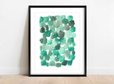 Green Abstract Print, Emerald Green Wall Art, Modern Office Decor, Watercolour Abstract Art, Watercolour Painting A3