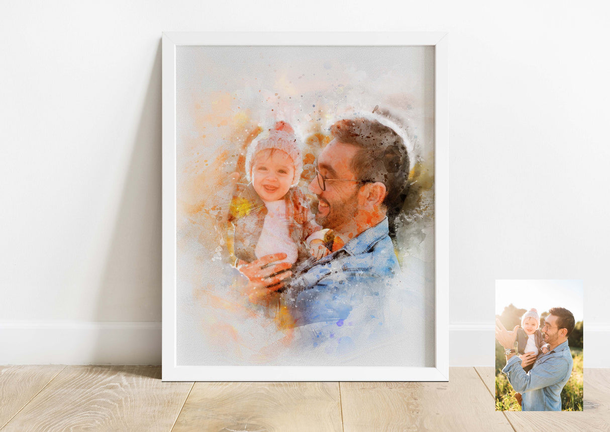 watercolor portrait from photo, pet portrait from photo, family portrait gift, family gift idea, family christmas gift