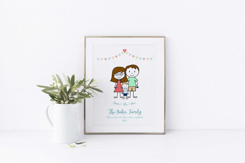 Personalised Family Wall Art,Personalised Family Picture, Personalised Family Portrait Cartoon, Family Wall Art Ideas