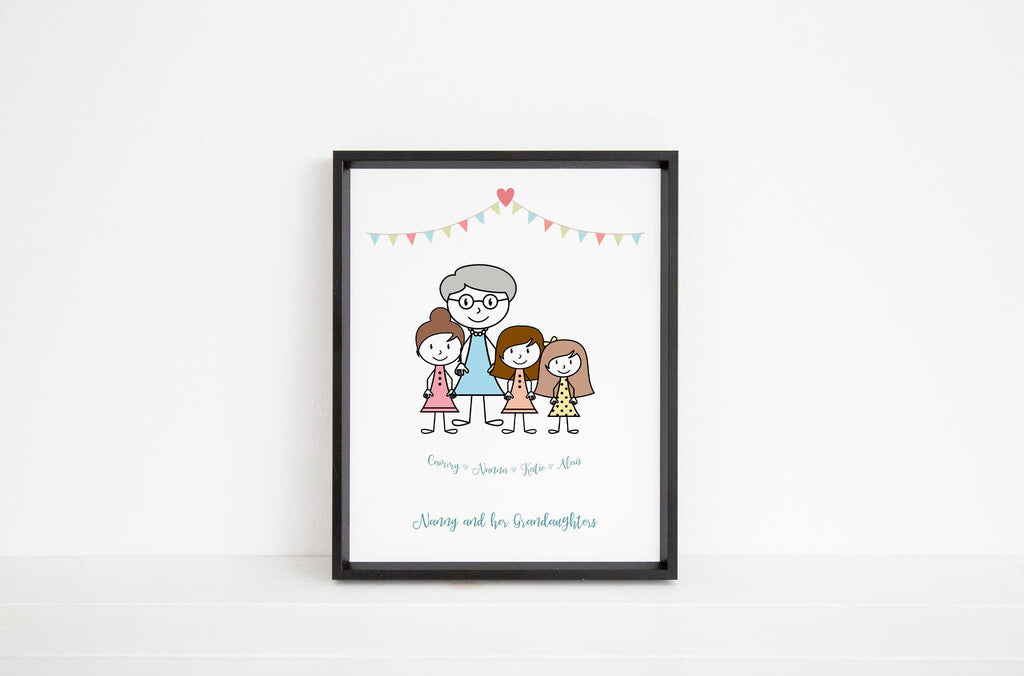 Personalised Family Print, Family Picture Cartoon, Family Wall Art Ideas, Cartoon Family Wall Art, Custom Family Print, Family Art Print UK
