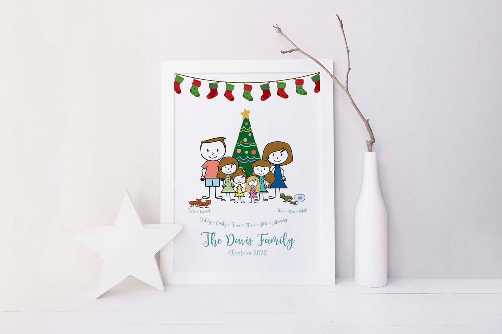 personalised christmas family print, family christmas prints, custom christmas family picture, xmas family print idea