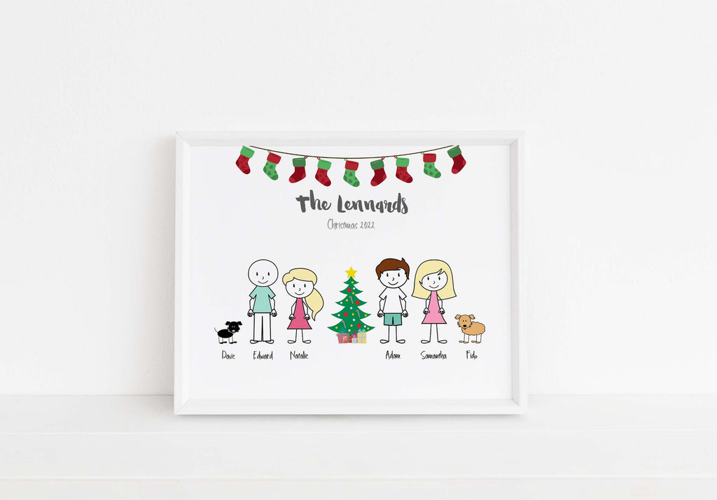 Christmas Family Print Personalised Gift Ideas, Cartoon Family Printable Gifts, Custom Family Prints Pets, Couple Christmas Printables Wife 