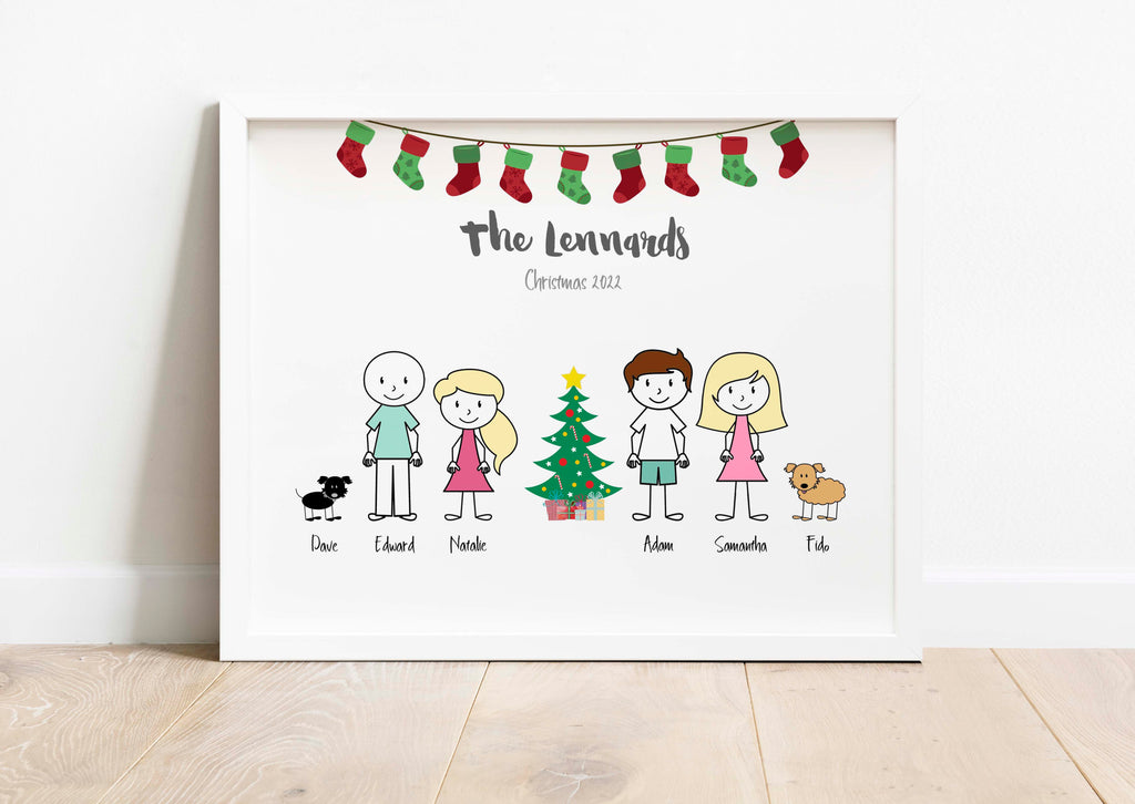 Christmas Family Print Personalised Gift Ideas, Cartoon Family Printable Gifts, Custom Family Prints Pets, Couple Christmas Printables Wife 