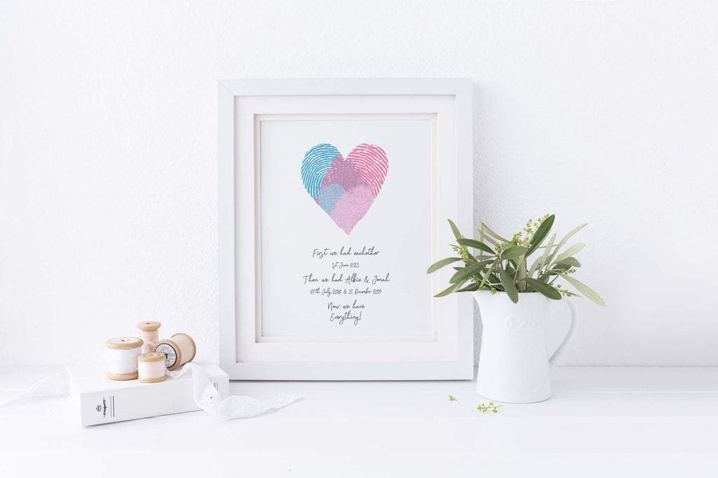 Family Dates Wall Art Print, Personalised Family Fingerprint Art, First We Had Eachother, Gifts for Him, Husband Gifts