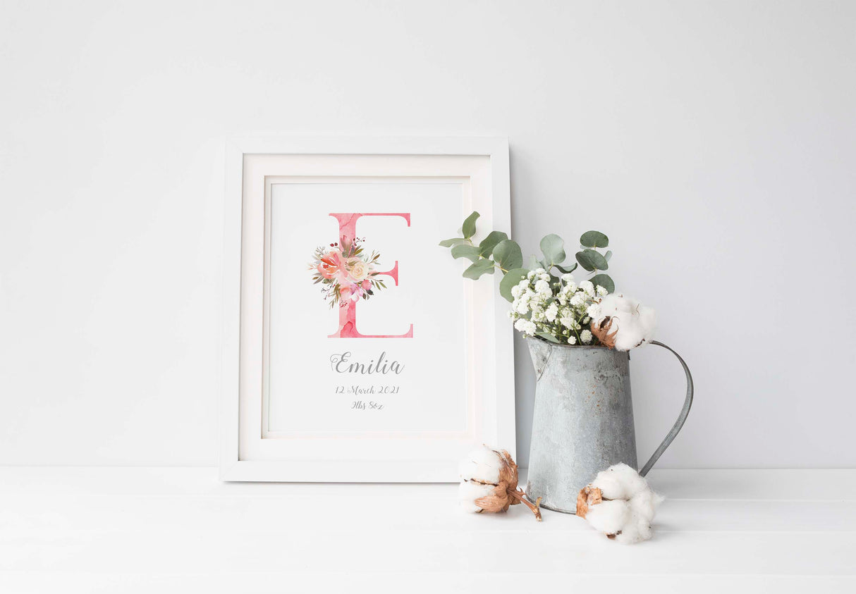 floral nursery ideas, floral nursery prints, floral nursery wall art, nursery prints uk, personalised nursery prints